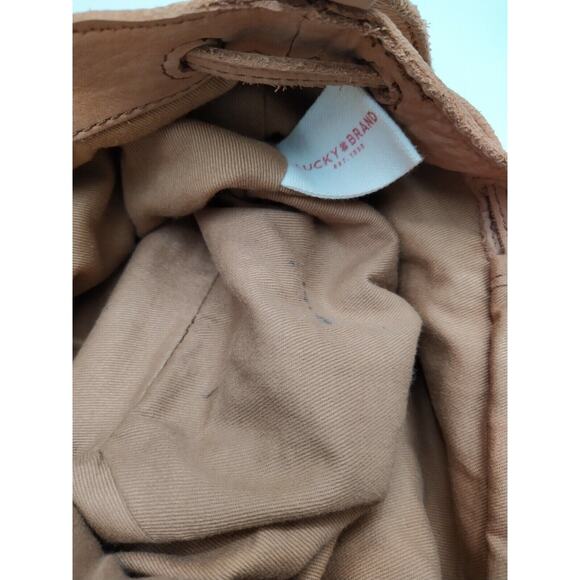 Lucky Brand Light Tan Suede Tassel Drawstring Closure Crossbody Shoulder Bag - Picture 12 of 12